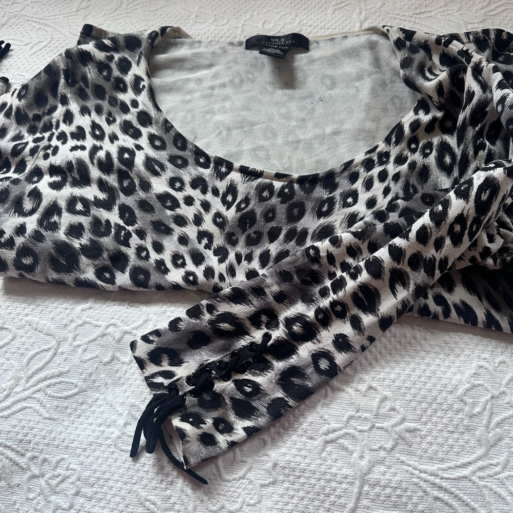 August Silk Black and White Animal Print Blouse